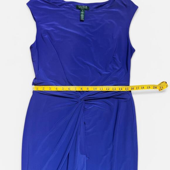 Lauren Ralph Lauren Women’s Size 16 Royal Purple Draped Front Sleeveless Dress - Picture 3 of 4